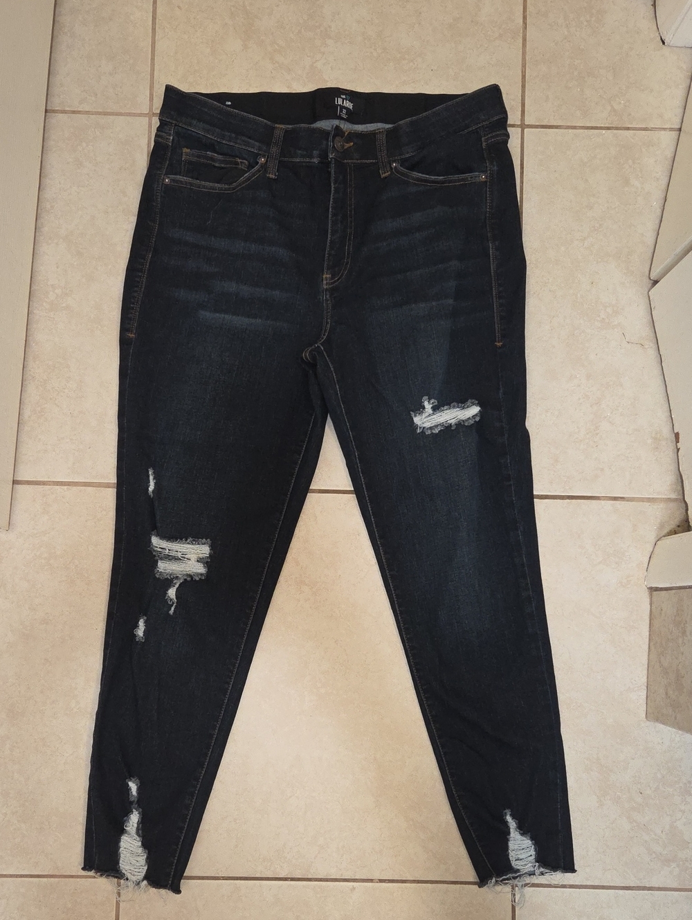 LuLaRoe Dark Wash Distressed Skinny Jeans - Size 32